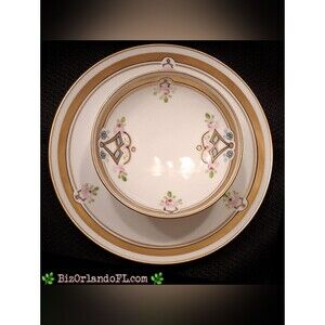 VINTAGE: W.A. Pickard Handpainted Porcelain Pedestal Bowl Attached Underplate